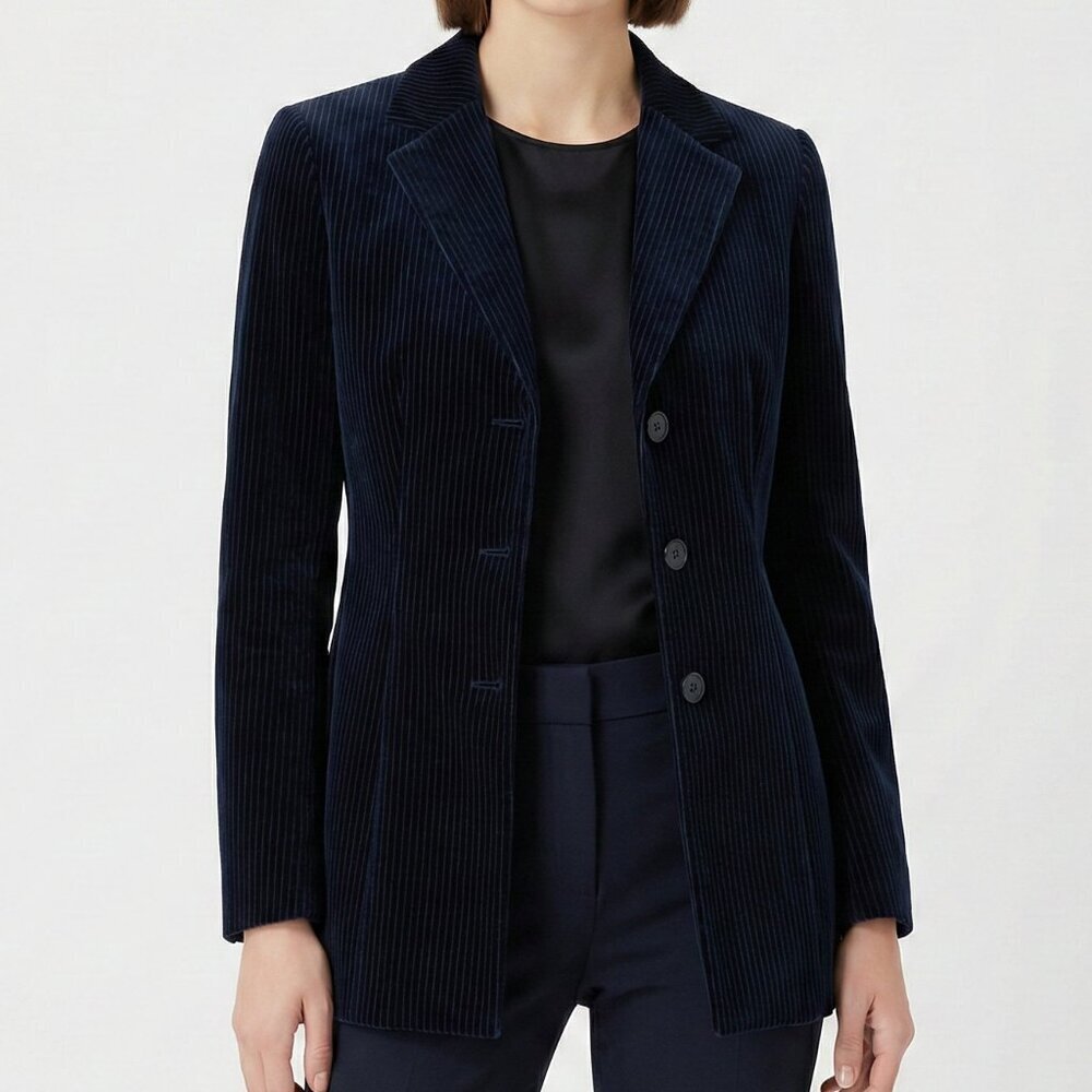 Emporio Armani Velvet Pinstripe Blazer Navy IT 40 US 4 Made in Italy